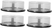 Yardenfun 4pcs CD Dvd Storage Bucket Container for Discs Clear Box with Black Base Minimalist Design Plastic for Home and Office Organization