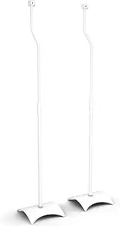 Universal Freestanding Speaker Floor Stands, Pair, for Surround Sound Speakers, SONOS PLAY:1 compatible, Max. Speaker Weight 5kg, by TV Furniture Direct (Domed Metal Base, White)