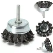 Wire Brush Wheel Cup Crimped 1/4" Shank Drill Attachments Accessories Rust