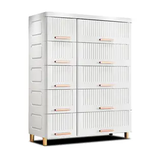 [特價]【Mr.box】75大面寬-雙排條紋5層10抽收納櫃白色
