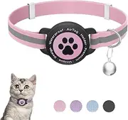 Reflective AirTag Cat Collar - Stretchy Kitten Collar with Integrated Apple AirTag Holder, Lightweight & Comfortable GPS Tracker for Cats/Kittens/Puppies (7.5-12.5 Inches)