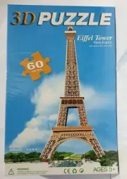 3D Puzzle EIFFEL TOWER Paris France 60 Pieces 66cmx24.5cmx24.5cm BNIP