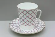 Cup and Saucer ROSE NET, egg-shell bone china, LOMONOSOV PORCELAIN,Russia