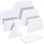 Cake Scraper Cake Smoother, 7 Pcs Dough Scraper Bowl Scraper Cake Cutter White
