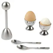 Egg Shell Opener Set – 2 Pcs Egg Cups for Soft Boiled Eggs & 2 Pcs Spoons, Ru...