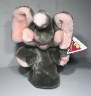Dakin Puppet Elephant Gray And Pink Plush Toy Vintage 1987 NWT Hand Puppet 12"