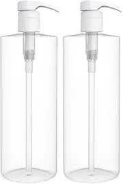 BRIGHTFROM Empty Shampoo Pump Bottles, 32 OZ / 1 Liter, BPA-Free Cylinder Containers, Household & Commercial Use, 2 Pack - Leak Proof