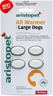 All Wormer for Large Dogs, 4 Tablets, 4 Count Antiparasitic Treatment