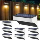 Solar Fence Lights Outdoor 8 Pack Waterproof, Bright 60 Lumen LED Aluminum Al...