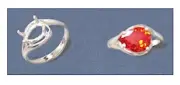10x7mm Pear Side Set Sterling Silver Pre-Notched Ring Setting Size 7