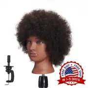 Afro Mannequin Head 100% Real Hair Hairdresser Training Doll Head Manikin NEW