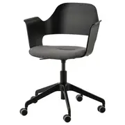 FJÄLLBERGET Conference chair with castors, black stained ash veneer, Gunnared dark grey