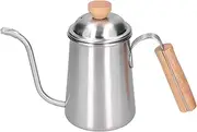 650ml Stainless Steel Gooseneck Coffee Kettle with Wooden Handle - Long Spout Pour Over Pot, 304 Safe Material, Brewing