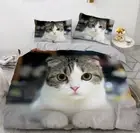 3D Lazy Cat ZHUA874 Bed Pillowcases Quilt Duvet Cover Set Queen King Zoe