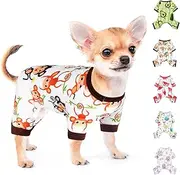 Cute Dog Clothes Soft Stretch Chihuahua Yorkie Clothes Onesies Summer Puppy Pajamas XS-XXL, Pet Dog Pjs Outfits Shirts Cats Jammies Sleeper (X-Small, Cute Monkey)
