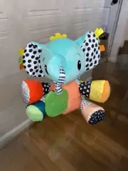 Infantino Plush Elephant Crinkle Chime Colorful Baby Activity Toy carseat lovey