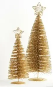 Gold Glitter Christmas Tree Bottlebrush with Star by World Market 10"