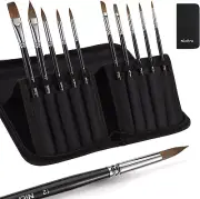 10PCS Sable Professional Watercolor Paint Brushes, Kolinsky Sable Paint Brush Se