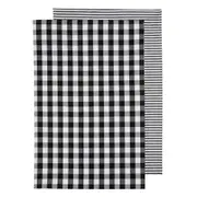 Ladelle Eco Set of 2 Gingham Kitchen Towels - Black