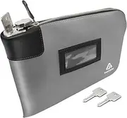 [FANCROU] Waterproof Cash Bag with lock and 2 Keys, Money bag with Zipper,Security bags for cash, Durable Money Bank Deposit Bag, Nylon Documents Bag, Coin Check Wallet Pouch,Petty cash bag,15 x 11 Inch,Grey