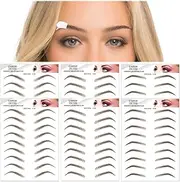 6 Sheets Eyebrow Tattoo Stickers 6D Realistic Stick-On Eyebrow Stencil Shape Waterproof Transfer Eyebrow Decal Quick Makeup Tool（3 styles brown）