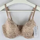 $66 Natori 32DDD Bra 721322 Sheer Illusion Contour Lace T-Shirt Buff Mocha Nude