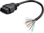 iKKEGOL OBD OBDII J1962 Male Connector to Open Plug Wire, OBD Diagnostic Extension Cable OBD2 Pigtail, DIY Mobley USB Adapter (30cm/12'')
