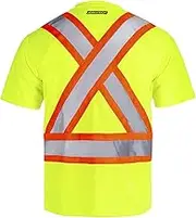 JORESTECH Safety T Shirt Reflective X in Back High Visibility Short Sleeve ANSI Class 3 Type R CSA Class 2 Level 2 TS-14
