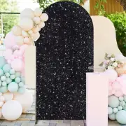 FUHSY Payette Sequin Arch Cover Black Spandex Fitted Backdrop Arch Stand Cove...