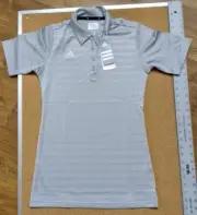 Adidas Women's Basics Light Gray Polo Shirt Size Extra Small XS Climalite NWT