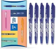 Pilot Frixion Heat/Friction Erasable Rollerball Pen FR7 - Medium Line 0.7mm Tip Nib - Wallet Pack of 5 - Blue