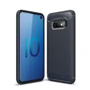 MCC Slim Samsung Galaxy S10e Carbon Fibre Soft Carbon Case Cover S 10e [Dark Blue]