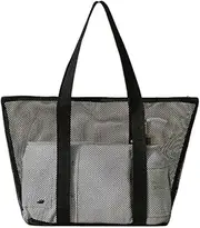[Generic] Portable Mesh Shower Caddy, Women Men Small Mesh Shower Tote Bag for College Dorms, Gym, Swimming, Beach, Trave (Black)