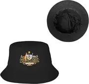 Australia Bucket Hat for Men Women Coat of Arms of Australia Outdoor Summer Fishing Hat Black, Black, One Size