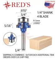 REDS Y68310-4 - 1mm RAD 4 blade Round Over Router Bit 1/4" Shank