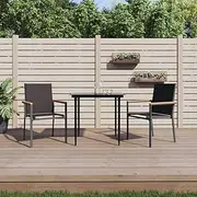 VRAXO 3 Piece Garden Dining Set Black Textilene and Steel -28.05KG,3187033