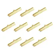 200Pcs Ribbon Crimp Clamp Ends 35mm Cord End Clasp for DIY Craft Gold Tone