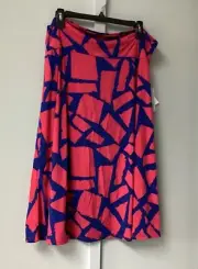 Lularoe Azure Plus Size 3XL Red Blue Geometric Elastic Church / Work Dress New