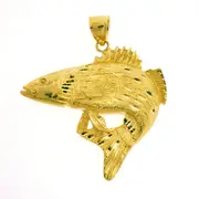 14K Gold 3D Fish Pendant