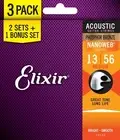 Elixir 16546 13-56 Nanoweb Phosphor Bronze Acoustic Strings 3 Pack