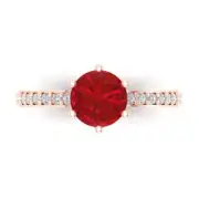 1.96 ct Round Cut Tourmaline Promise Bridal Wedding Designer Ring 14k Rose Gold