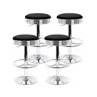 4x Bar Stools Leather Padded Gas Lift Silver Artiss