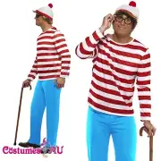 Smiffys Mens Wheres Wally Costume Where's Wally Waldo Adult Cartoon Fancy Dress
