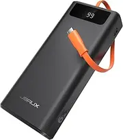 JSAUX Power Bank 20000mAh 65W with USB-C Charging Cable, USB-C Laptop Portable Charger PD3.0 External Battery Pack for Steam Deck ROG Ally MacBook iPad Pro iPhone 16 Pro Max/15 Series Samsung S24/S23