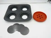 4 Cup Mini Cheesecake Pan, Springform Baking Pan w/ Dusting Stencil Pan