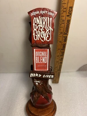 RARE GNARLY GROVE HARD APPLE CIDER ORIGINAL BLEND draft beer tap handle. INDIANA