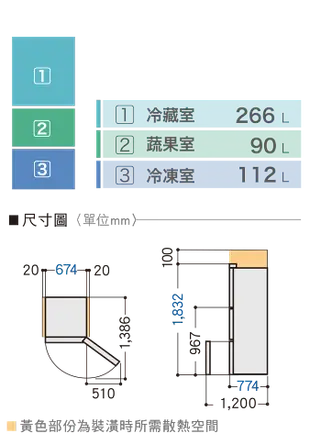 【Panasonic】鋼板系列468L三門電冰箱(NR-C479HV)(雅士白/皇家藍)