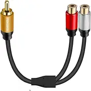TEKERA RCA Splitter Cable 1 Male 2 Female, Gold Plated Plug Stereo HiFi Audio Adapter Y Cable (1 Pack)