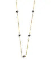 Argento Vivo Bead Station Necklace in Two Tone Sterling Silver, 16-18