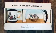 Peter Rabbit By Wedgwood 3 Piece Set Plate Mug Porringer NIB vintage Nursery Set